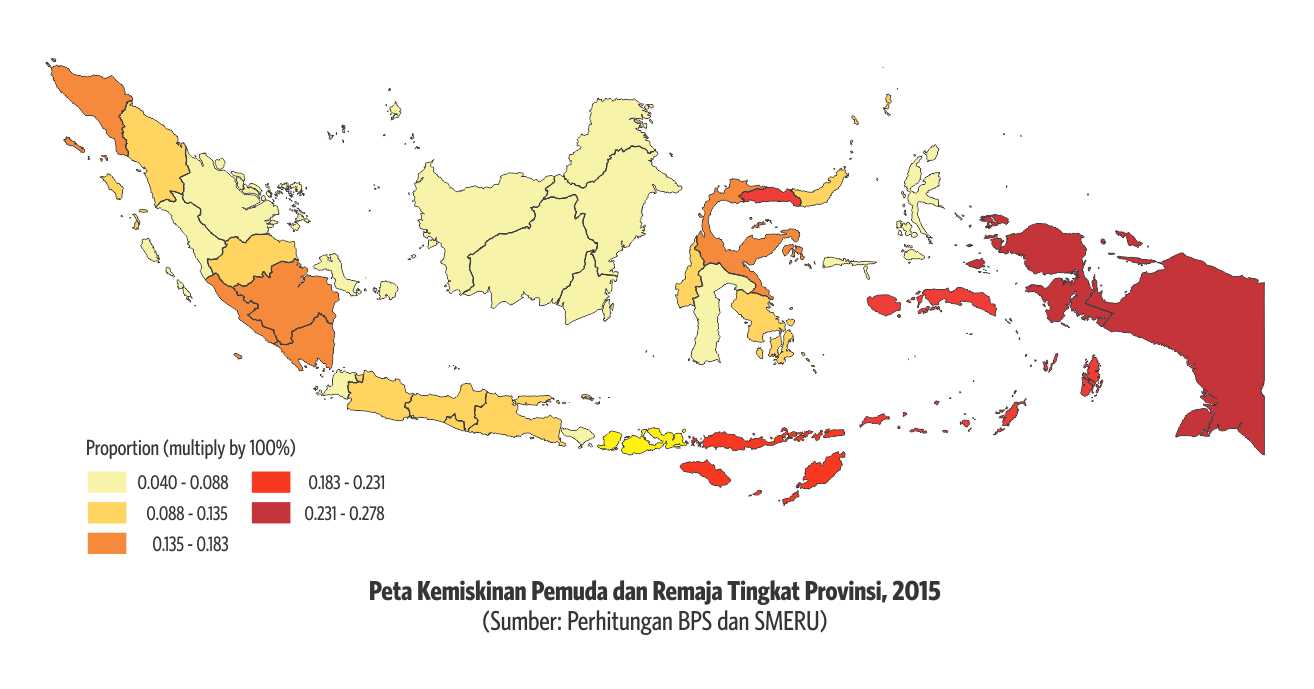 Peta Kemiskinan Pemuda dan Remaja Tingkat Provinsi, 2015