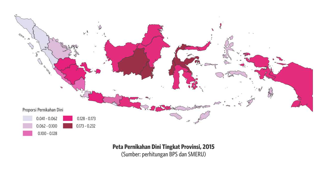 Peta Pernikahan Dini Tingkat Provinsi, 2015